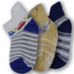 Dollar Kids Pack Of 3 Patterned Pure Cotton Ankle-Length Socks-28