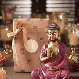Pure Home and Living Pink & Gold Toned Buddha Idol Showpiece-image-81