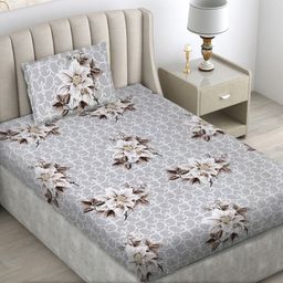 Myntra Elegant Homes Grey & Brown Printed 300 TC Single Bedsheet Set 2.25 m x 1.50 m-image-95