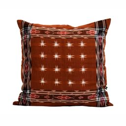 VibhKala Brown & White Geometric Printed Cotton Square Cushion Cover-2
