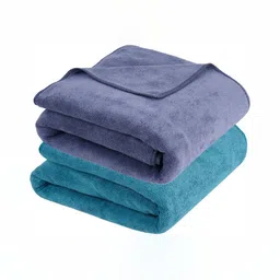Fezora Blue & Grey 2 Pieces 400 GSM Microfiber Bath Towel-32
