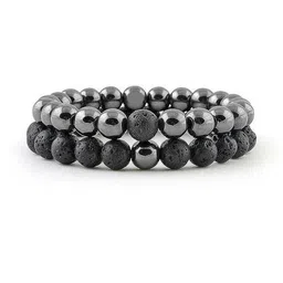 Divine souvenirs Set Of 2 Silver-Plated Artificial Beaded Elasticated Bracelet-13
