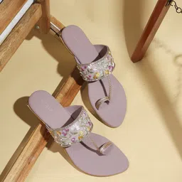 V-WALK Embellished One Toe Flats-image-62