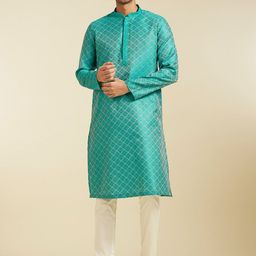 Diwas by Manyavar Ethnic Motifs Woven Design Thread Work Mandarin Collar Straight Kurta-image-54