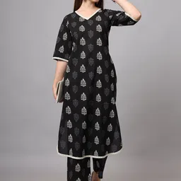 NYPA Women Floral Printed Regular Pure Cotton Kurta with Palazzos-image-54