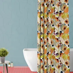 ArtzFolio Orange and Green Floral Printed Waterproof Shower Curtain-image-23