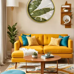 OLIVE TREE Gold-Toned & Green Printed Contemporary Wall Clock-image-83