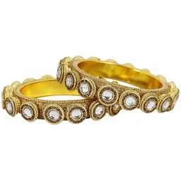 ZULKA Set OF 2 Gold Plated Zircon Stones Studded Rajwadi Bangles image 4