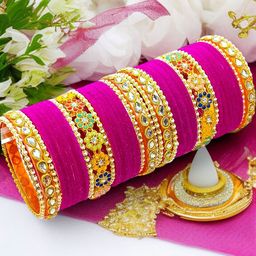 BeautyTrends Set Of 42 Gold Plated Velvet Bangles-image-8