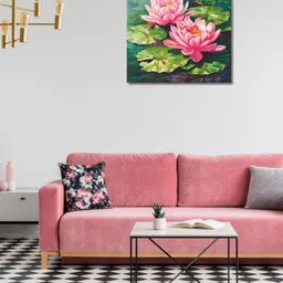 Viventiq Lotus Painting Without Frame Wall Art-image-23