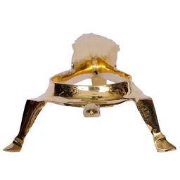Exotic India Gold-Toned Brass Conch Stand Pooja Shelve-image-10