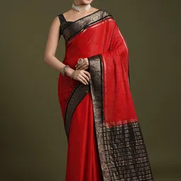 Anouk Striped Woven Design Pure Crepe Saree with Blouse Piece-picture-25