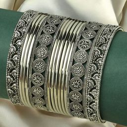 fabula Set Of 13 Oxidised Bangles-image-34