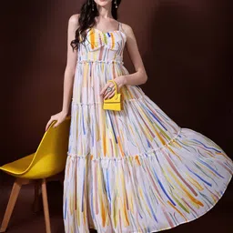 KALINI Women Abstract Printed Tiered Flared Maxi Dress-image-21