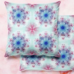 ArtzFolio Multicoloured Set of 2 Velvet Square Cushion Covers-20