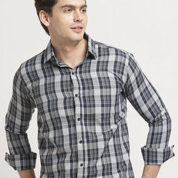 TRYBUY.IN Men Standard Spread Collar Tartan Checked Cotton Casual Shirt-image-47