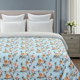 Florida Blue & Green Floral Microfiber AC Room 180 GSM Double Bed Comforter-picture-18