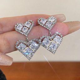AKISON JEWELS Women Heart Shaped Cubic Zirconia Studded Alloy Earrings-image-85