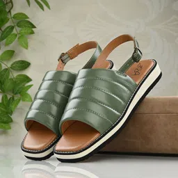 Zebba Women Striped Open Toe Flats with Buckles-picture-4