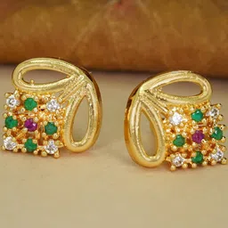 DressBerry Floral brass Studs Earrings-53