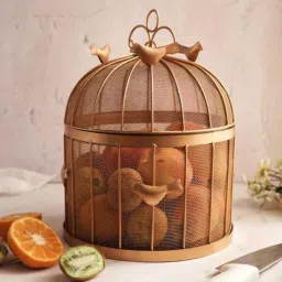 Fruit Basket with counter top lid Daily Use Iron Fruit & Vegetable Basket(Gold) Iron Fruit & Vegetable Basket-image-18