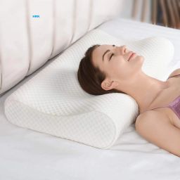 Cervical Contour Memory Stomache / Side Sleepers / Anti-Snoring Memory Foam Solid Orthopaedic Pillow Pack of 1-image-79