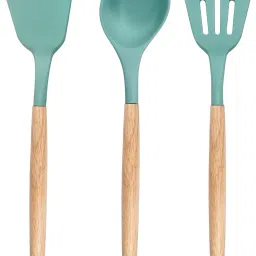 3-Pcs Silicone Spatula Cooking Set with Wooden Handles for Non-Stick Cookware Kitchen Tool Set-7