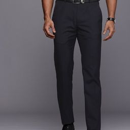 Men Slim Fit Black Polyester Trousers-image-38