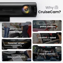 boult Cruisecam X1 GPS 1080p, 170 FOV, WIFI, G-Sensor, Collision Detection In-car Camera System image 3