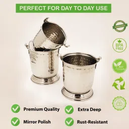 spilbox Steel Mini Serving Bucket with Handle|Bucket for Serving Dal, Raita -Combo Gravy Bucket Serving Set image 4