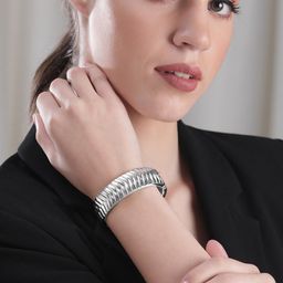 Rubans Voguish Rhodium-Plated Bangle-Style Bracelet-19