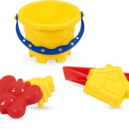 Beach Toys Set for Kids 6 Piece Set for Kids with Bucket, 2 Sand Modul, 2 Tools & 1 Gardening Water Can / Sand Garden Made in India Pretend Role Play Set Children Learn Play Fun Toddler Kids Set Gift for Boys Girls-6