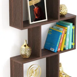 bluewud Maple Engineered Wood Open Book Shelf image 2