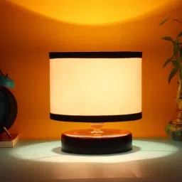 new era Classic Wooden Night Lamp with Cotton Shade (Brown & Multicolor)-picture-46