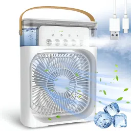 Maa International Mini Rechargeable USB Fan With Mist Spray With LED Light Mini AC for Office Home Mini Rechargeable USB Fan With Mist Spray With LED Light Mini AC for Office Home Rechargeable Fan-39