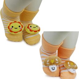 NESKA MODA 6 To 12 Months Baby Set Of 2 Pair Cotton Anti Slip Face Ankle Socks/ Booties-image-65