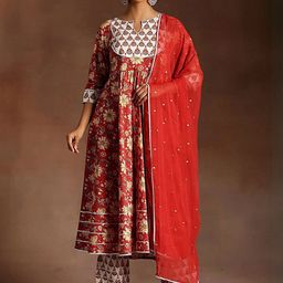 SZN Women Floral Printed Tiered Kurta with Trousers & With Dupatta-picture-17