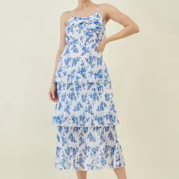 aayu Floral Print Layered Georgette Maxi Midi Dress-image-32
