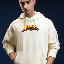 Highlander Marvel Spder Man Men White Oversized Drop Shoulder Hooded Sweatshirt-picture-16