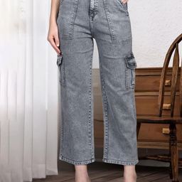 DressBerry Women Comfort Straight Fit High-Rise Light Fade Acid Wash Stretchable Jeans-image-47