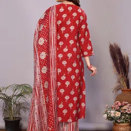 Rangita Women Ethnic Motifs Embroidered Regular Thread Work Chanderi Silk Kurta with Trousers & With Dupatta image 5