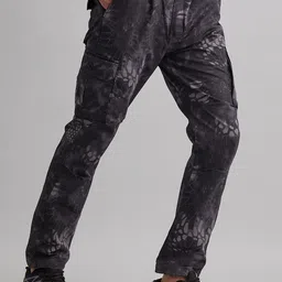 MOUNTMILLER Men Abstract Printed Regular Fit Mid-Rise Cargos Trousers-picture-16