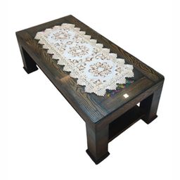 MONKDECOR White & Cream-Color Lace Embroidered Center Table Runner-28