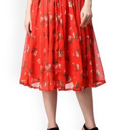 SCORPIUS Printed Flared Midi Skirt-32