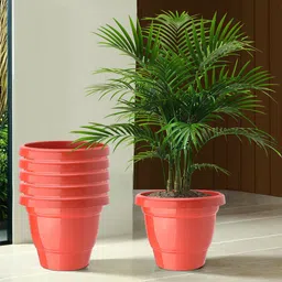 Kuber Industries 6-Pcs Red Durable Planters-30
