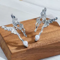 KRENOZ Silver-Plated Pearls Beaded Animal Shaped Studs-44