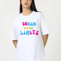 SALUJA FABRICS Women Typography Printed Drop-Shoulder Sleeves Applique T-shirt-image-54