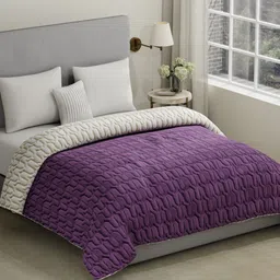 URBAN SPACE Purple & Beige Microfiber Waffle WeaveHeavy Winter Single Bed Comforter-image-6