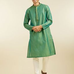 Diwas by Manyavar Ethnic Motifs Woven Design Thread Work Mandarin Collar Straight Kurta-image-16