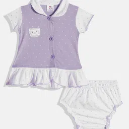 BABYMAX Infant Girls Polka Dot Printed Applique Pure Cotton Drop-Waist Dress With Bloomers-image-30